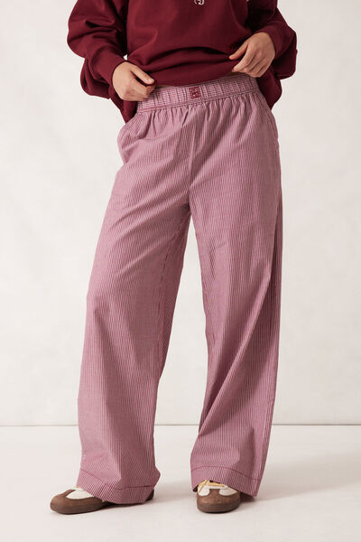 The Lounge Pant, BURGUNDY WHITE NARROW STRIPE