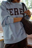 Isla Oversized Slouchy Crew, CHALK BLUE HERITAGE LOGO - example image 5