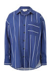Oversized Poplin Shirt, NAVY WIDE STRIPE ORGANIC COTTON - alternate image 2