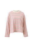 Beau Long Sleeve Slouchy Tee, BUFF/RED STRIPE - example image 2