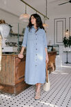 Rae Long Sleeve Midi Dress, MID BLUE WASH - alternate image 5
