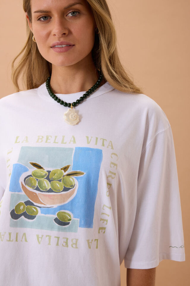 Liv Oversized Tee, WHITE/LA BELLE VITA