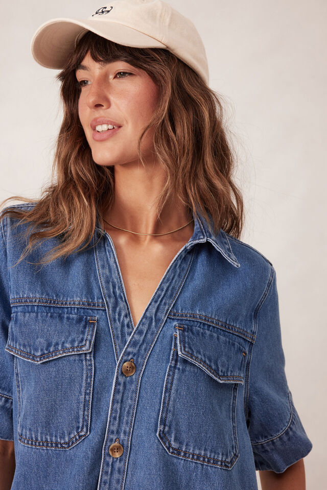 Relaxed Shirt Dress, FRESH INDIGO