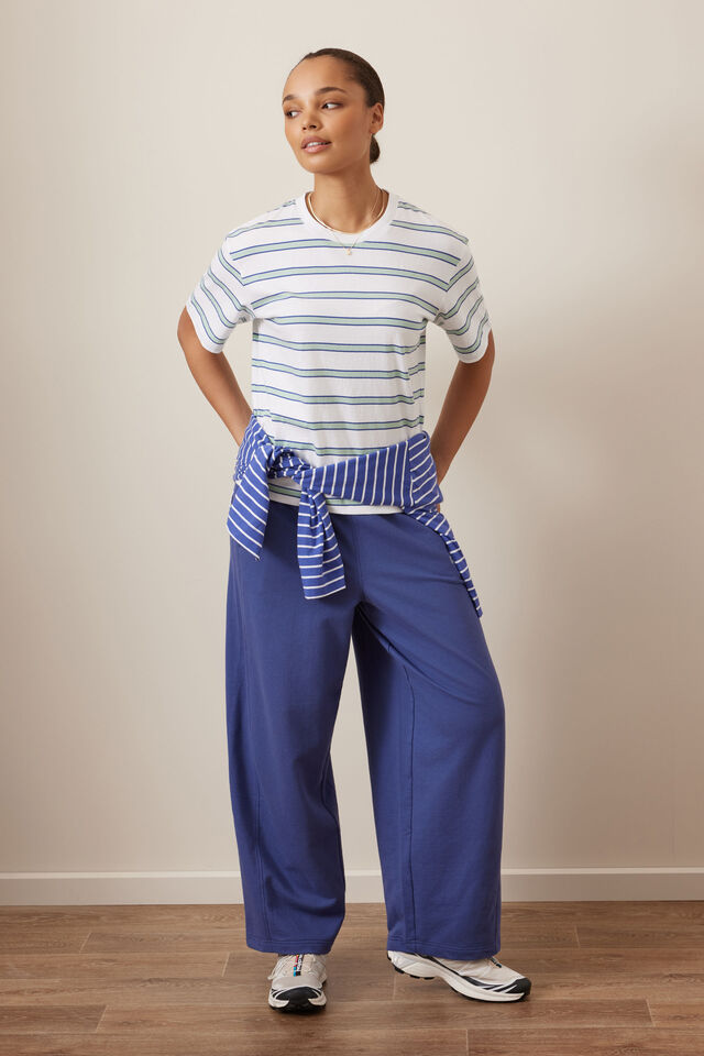 Stevie Slouchy Tee, WHITE/SEAFOAM STRIPE