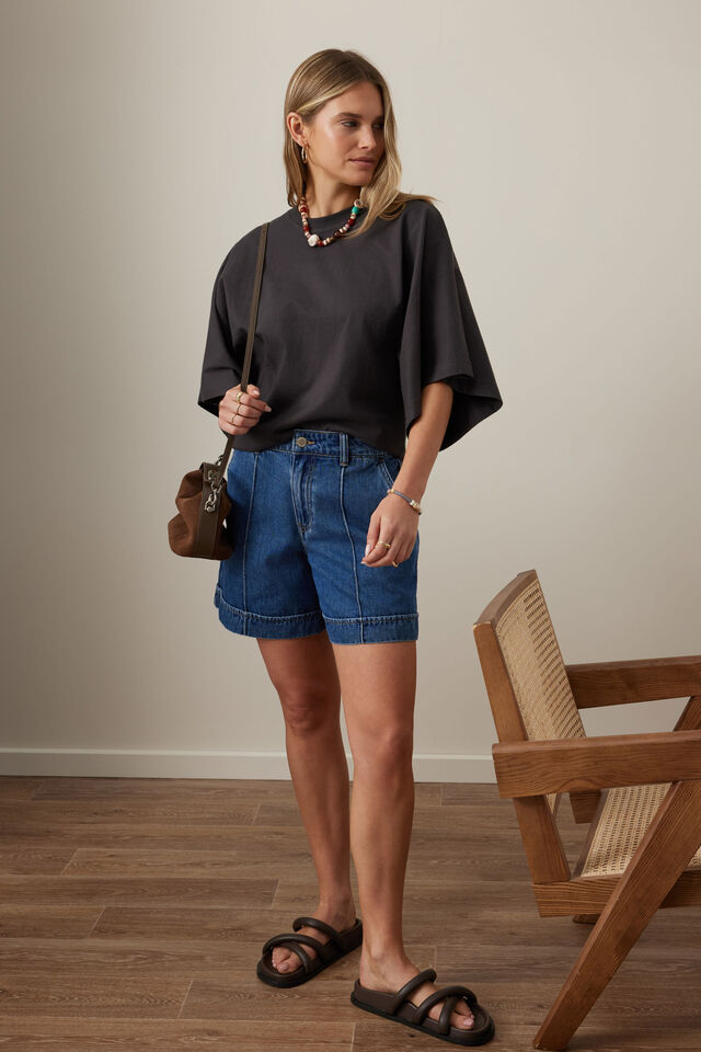 Lucy Relaxed Sleeve Tee, PHANTOM