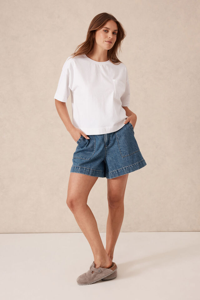 Boxy Pocket Tee, WHITE