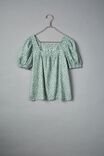 Puff Sleeve Square Neck Tunic, MINT FLORAL