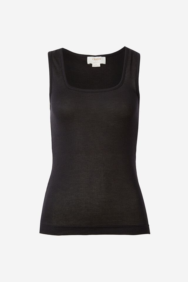 Super Soft Square Neck Layering Tank, BLACK