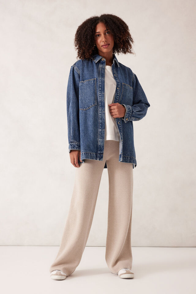 Soft Knit Pant, OATMEAL MARLE TEXTURED