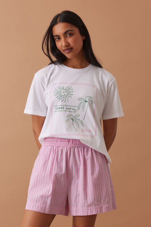 Mila Short, HIBISCUS PINK TRIPLE STRIPE