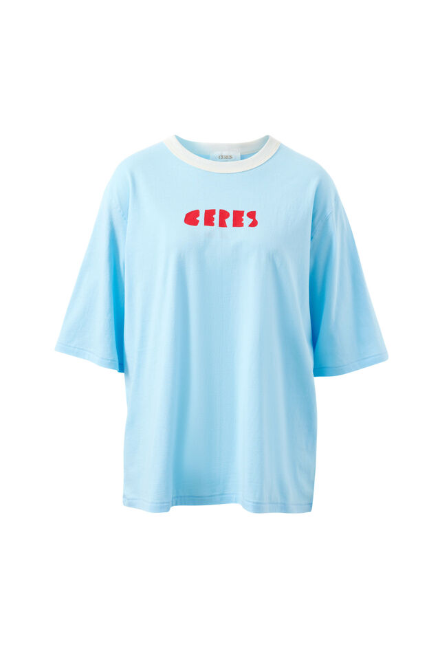 Luna Relaxed Tee, FRESH BLUE/CERES HERITAGE RED