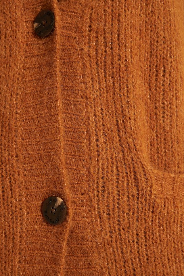 Longline Cardigan In Alpaca Wool Blend, GINGER