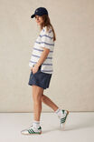 Slouchy Split Hem Tee, VANILLA/COLLEGE BLUE DOUBLE STRIPE EMB - alternate image 6