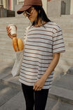 Lola Longline Step Hem Tee, BUFF/BRUNETTE STRIPE - alternate image 1