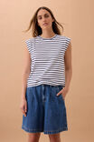Sylvie Longline Pleat Denim Short, FRESH INDIGO - alternate image 5