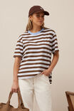 Stevie Slouchy Tee, COCOA SKY BLUE STRIPE - alternate image 1