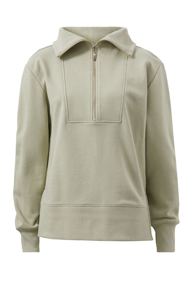 Isabella Half Zip Sweat, MATCHA