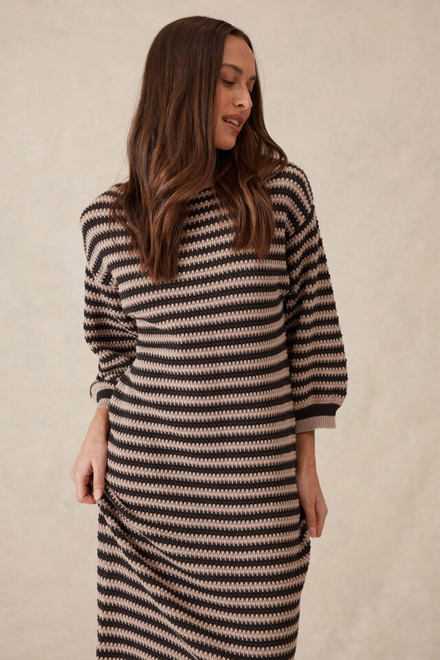 Summer Slouchy Knit Dress, STRING/PHANTOM STRIPE