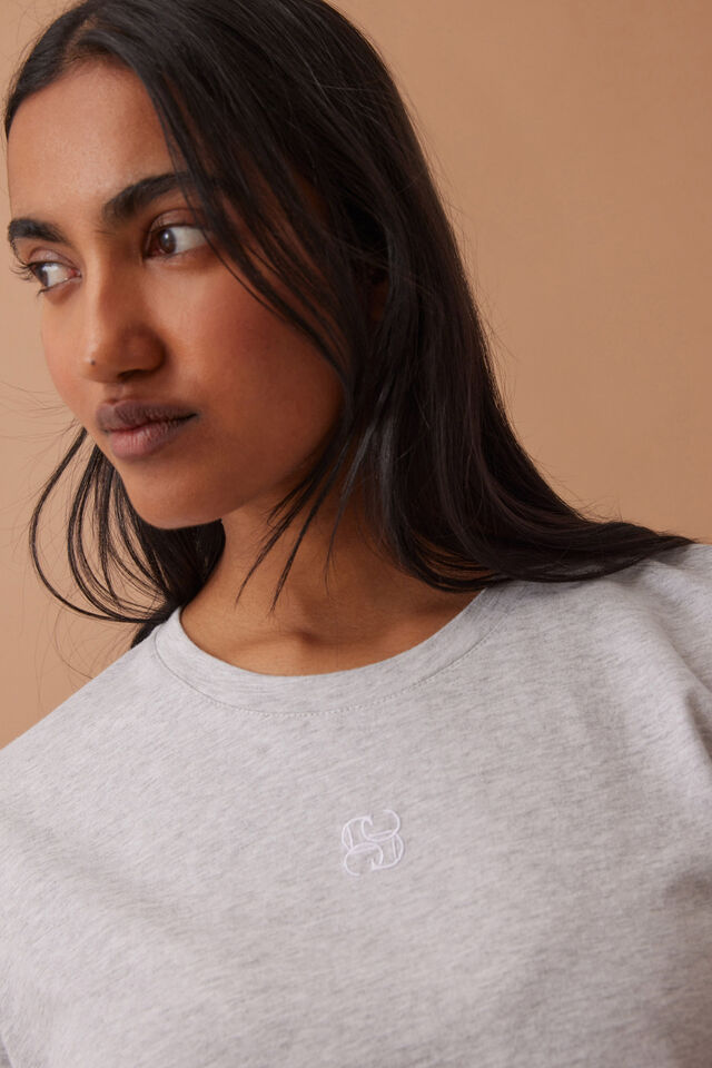 Stevie Slouchy Tee, CLOUD MARLE MONOGRAM