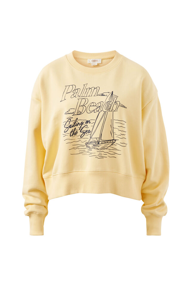 Charlie Cropped Slouchy Crew, SUNNY YELLOW PALM BEACH
