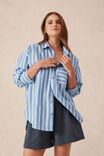 Peta Oversized Shirt, BLUE WHITE RED STRIPE ORGANIC COTTON - alternate image 4