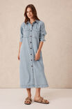 Rae Long Sleeve Midi Dress, MID BLUE WASH - alternate image 7