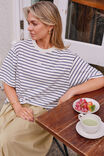 Phoebe Premium Tee, MILK/PRUSSIAN BLUE STRIPE - example image 5