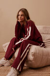 Gigi Wide Leg Terry Trackpant, BURGUNDY SIDE STRIPE - alternate image 4