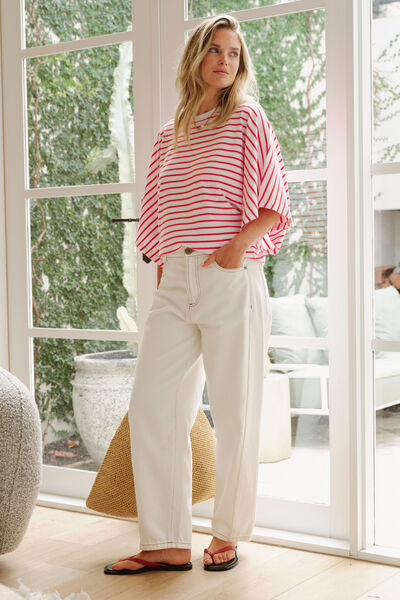 Leah Tapered Barrel Jean, FRESH ECRU