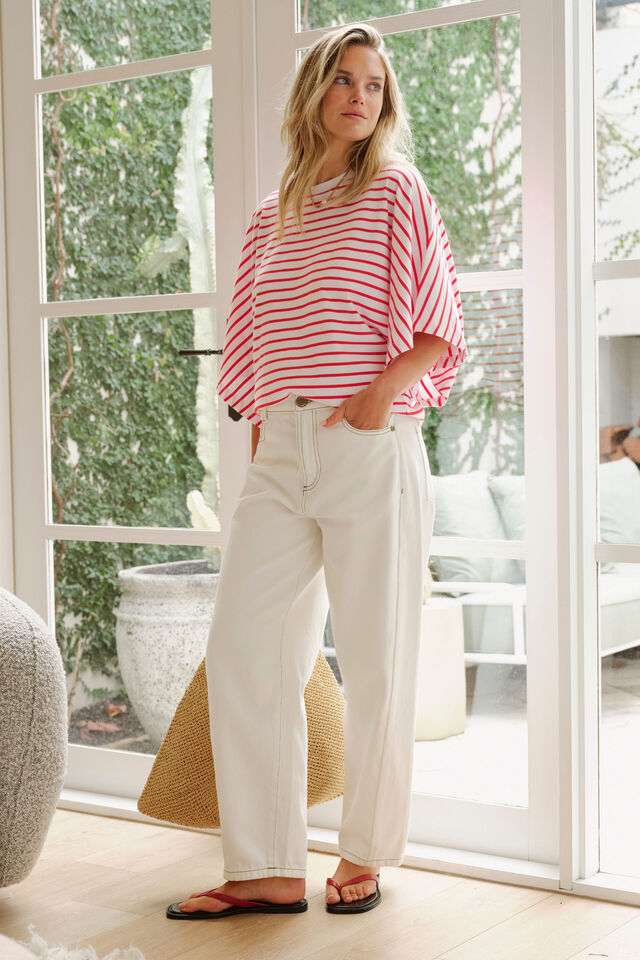 Leah Tapered Barrel Jean, FRESH ECRU