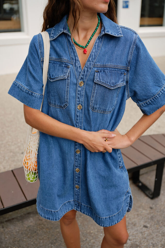Sammy Relaxed Shirt Dress, FRESH INDIGO