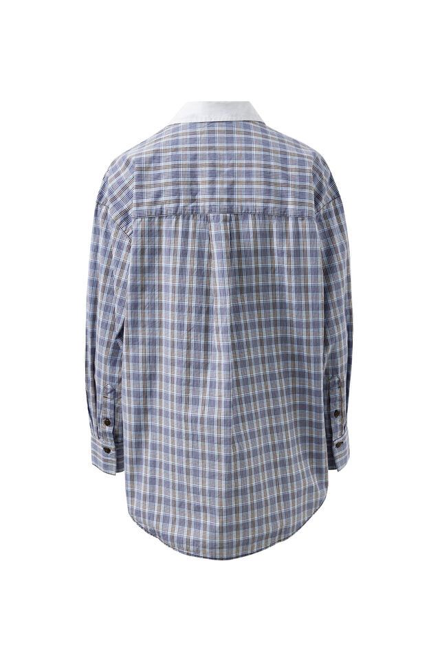 Peta Oversized Shirt, BLUE CHOCOLATE CHECK