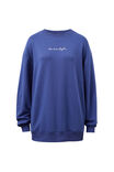 Isla Oversized Slouchy Crew, WASHED NAVY CERES SCRIPT EMBROIDERY - example image 2