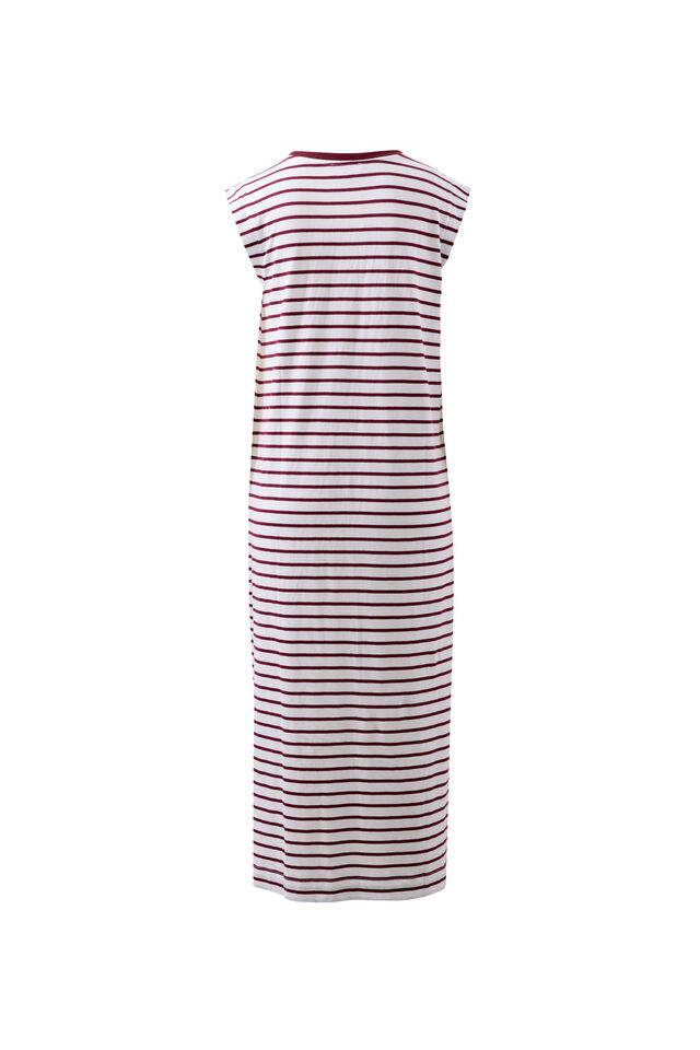 Paloma Dress, WHITE/POMEGRANATE STRIPE