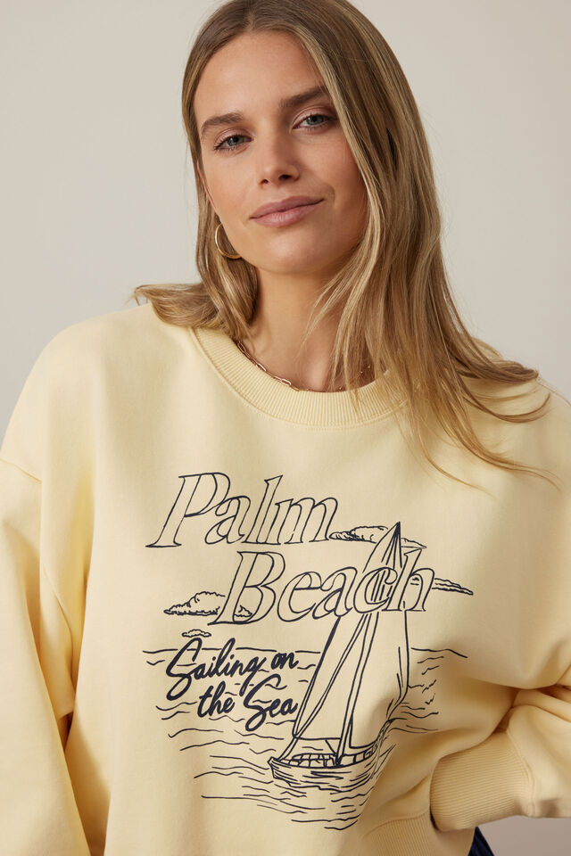 Charlie Cropped Slouchy Crew, SUNNY YELLOW PALM BEACH
