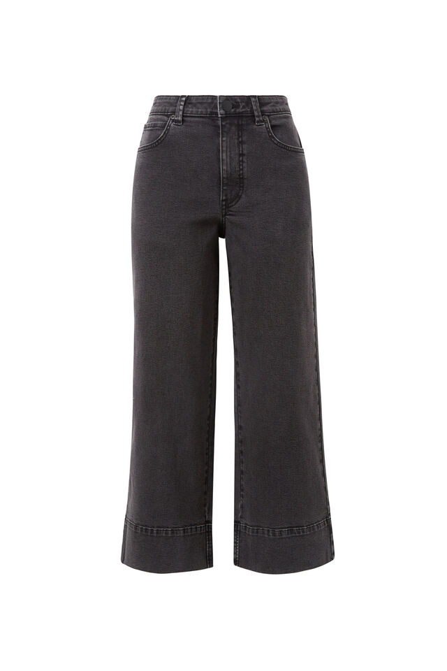 Jude Wide Leg Crop Jean, WASHED BLACK