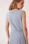 V-Neck Flared Midi Dress, WORN BLUE - alternate image 6