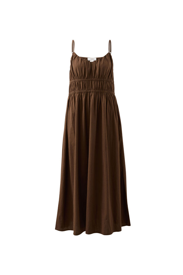 Rhea Midi Dress, CHOCOLATE