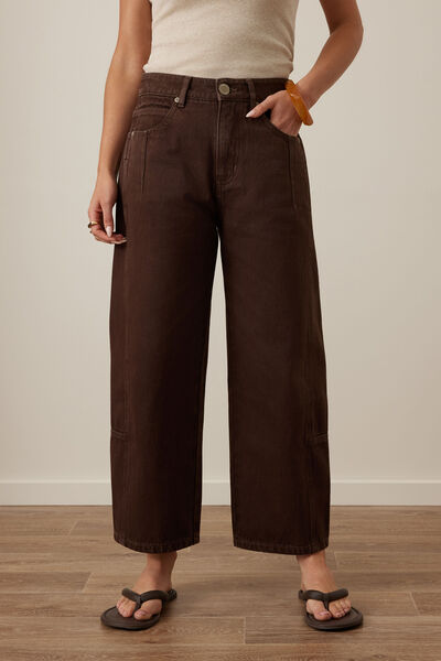 Demi Barrel Jean, CHOCOLATE