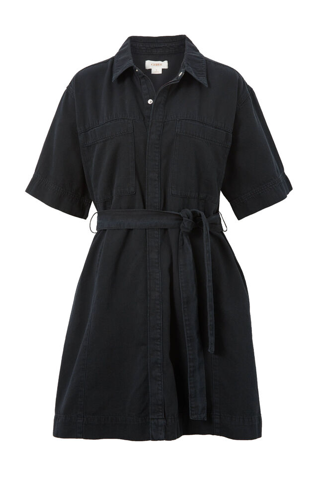 Seamed Mini Dress, BLACK RESCUED FABRIC