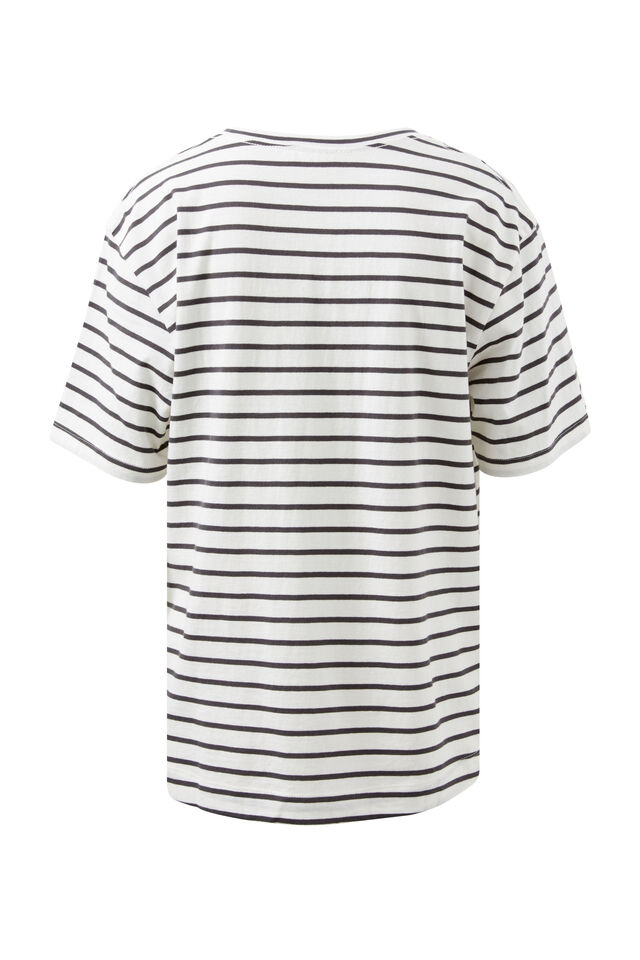 Stevie Slouchy Tee, VANILLA/PHANTOM FINE STRIPE MONOGRAM