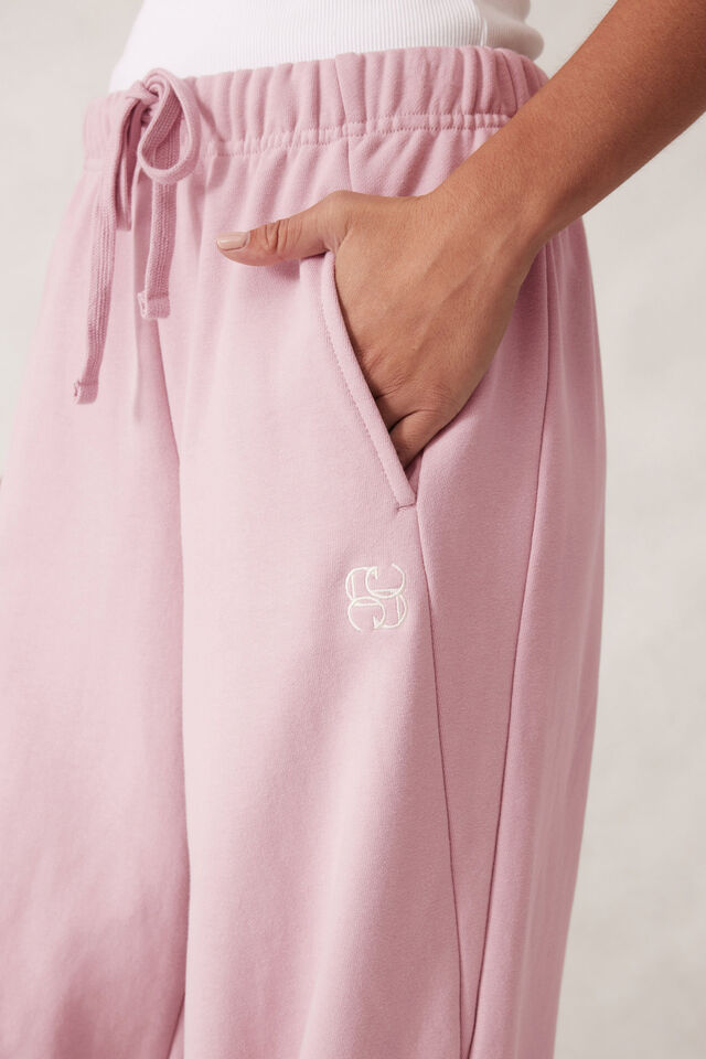 Barrel Leg Trackpant, BLUSH EMBROIDERY LOGO