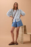 Woven Collarless Top, GREEN LADDER STRIPE - alternate image 4
