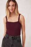 Square Neck Rib Singlet, RAISIN - alternate image 5