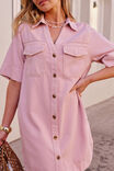 Bonnie Relaxed Shirt Dress, BLOSSOM PINK - example image 4
