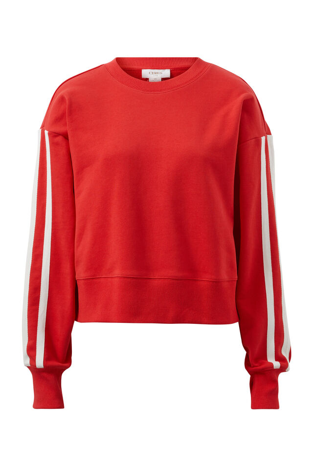 Sporty Slouchy Crew, HERITAGE RED SIDE STRIPE