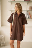 Sara Mini Shirt Dress, BITTER CHOC - example image 5