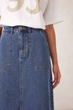 Patch Pocket Denim Midi Skirt, FRESH INDIGO - alternate image 4