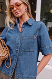 Noa Short Sleeve Shirt, FRESH INDIGO - example image 1