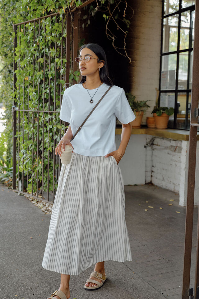 Florence Maxi Skirt, WINTER WHITE PHANTOM STRIPE